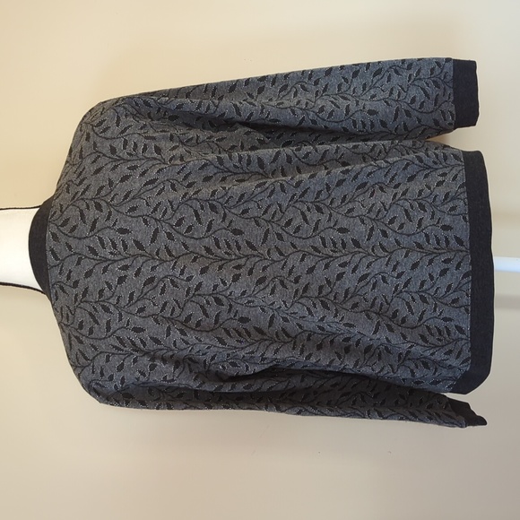 Cathy Daniels Metallic Leaf Button Up Cardigan Sweater SMALL Gray Embellished - Picture 10 of 16